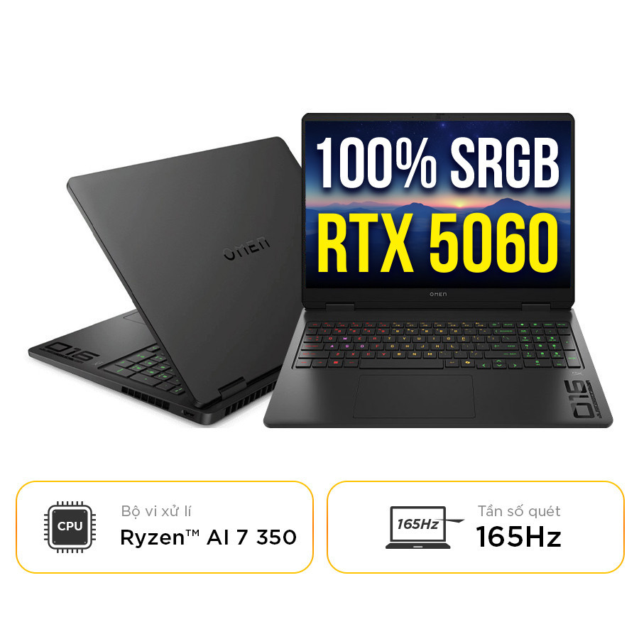 HP OMEN 16‑ap0121AX BX9M2PA - AMD Ryzen™ AI 7 350 | RTX 5060 | 16 Inch Full HD+ 165Hz 100%sRGB